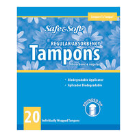 Hospeco Safe n Soft 20-Count Unscented Tampon with Cardboard Applicator - Regular - 12/Case