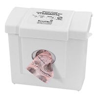 Hospeco Scensibles CDW White Plastic Surface-Mounted Dual Access Sanitary Napkin Receptacle and Disposal Bag Dispenser