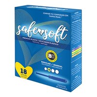 Hospeco Safe n Soft 18-Count Unscented Tampon with Plastic Applicator - Regular - 12/Case