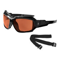 Ergodyne Skullerz LOKI Polarized Convertible Safety Spoggles with Copper Lenses, Matte Black Frame, and Elastic Strap 56021