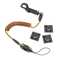 Ergodyne Squids 3151 2 lb. Coil Lanyard with Swivel Hook, Detachable Loop, and Mini Adhesive Mounts 19160