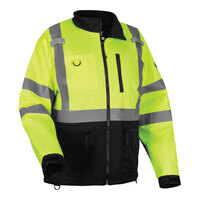 Ergodyne GloWear 8351 Type R Class 3 Hi-Vis Lime Water-Resistant Windbreaker Jacket with Black Front Panel