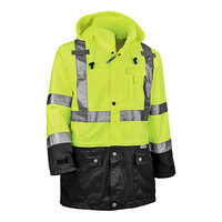 Ergodyne GloWear 8365BK Type R Class 3 Hi-Vis Lime Rain Jacket with Black Front Panel