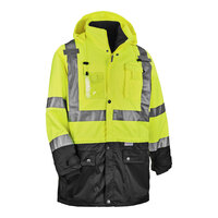 Ergodyne GloWear 8388 Type R Class 2 / Class 3 Hi-Vis Lime 4-in-1 Winter Jacket / Parka with Black Front Panel 25537 - 3X