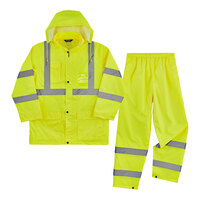 Ergodyne GloWear 8376K Type R Class 3 Hi-Vis Lime Green Light Weight Rainsuit