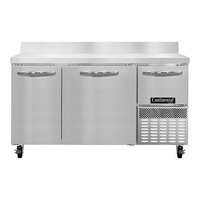 Continental Refrigerator FA60NBS 60" Extra-Deep Worktop Freezer with Backsplash, 2 Full Doors, and 1 Half Door- 19 Cu. Ft.