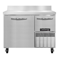 Continental Refrigerator FA43NBS 43" Extra-Deep Worktop Freezer with Backsplash, 1 Full Door, and 1 Half Door - 12 Cu. Ft.