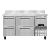 Continental Refrigerator FA60NBS-D 60" Extra-Deep Worktop Freezer with Backsplash, 4 Drawers, and 1 Half Door - 19 Cu. Ft.