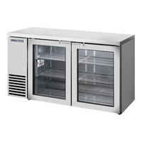 True TBB24-60-2G-Z1-SFT-S-1 60 1/8" Stainless Steel Glass Door Back Bar Refrigerator with Stainless Finished Top and LED Lighting