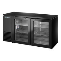 True TBB24-60-2G-Z1-BST-B-1 60 1/8" Black Glass Door Back Bar Refrigerator with Black Sub Top and LED Lighting