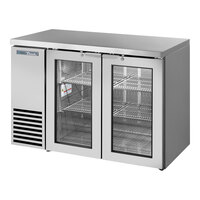 True TBB24-48-2G-Z1-SFT-S-1 48 1/8" Stainless Steel Glass Door Back Bar Refrigerator with Stainless Finished Top and LED Lighting