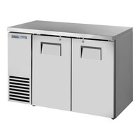 True TBB24-48-2S-Z1-SFT-S-1 48 1/8" Stainless Steel Solid Door Back Bar Refrigerator with Stainless Finished Top and LED Lighting