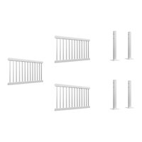 Mod-Fence Mod-Traditional 18' White Traditional Fence Starter Kit with 3 Fence Panels and 4 Post Connectors