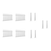 Mod-Fence Mod-Picket 24' White Picket Fence Starter Kit with 4 Fence Panels and 6 Post Connectors
