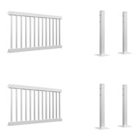 Mod-Fence Mod-Traditional 12' White Traditional Fence Starter Kit with 2 Fence Panels and 4 Post Connectors