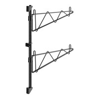 Regency 27" 2-Level Black Epoxy Wall-Mount End Unit Shelf Post with Single Brackets for 18" Deep Shelves - 2/Case