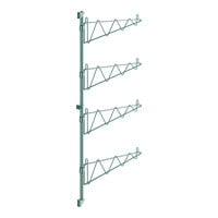 Regency 54" 4-Level Green Epoxy Wall-Mount End Unit Shelf Post with Single Brackets for 21" Deep Shelves - 2/Case