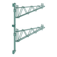 Regency 27" 2-Level Green Epoxy Wall-Mount Middle Shelf Post with Double Brackets for 24" Deep Shelves