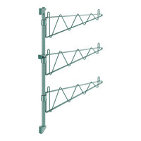 Regency 34" 3-Level Green Epoxy Wall-Mount End Unit Shelf Post with Single Brackets for 21" Deep Shelves - 2/Case