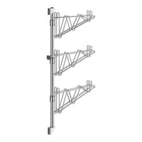 Regency 34" 3-Level Stainless Steel Wall-Mount Middle Shelf Post with Double Brackets for 14" Deep Shelves