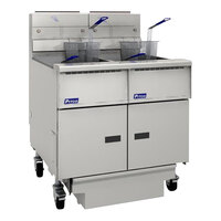 Pitco SG18-2FD Solstice 75 lb. Natural Gas Stainless Steel Floor Fryer with Filter Drawer - 140,000 BTU