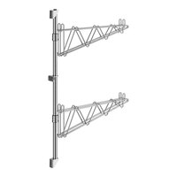 Regency 34" 2-Level Chrome Wall-Mount Middle Shelf Post with Double Brackets for 24" Deep Shelves