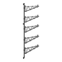 Regency 64" 5-Level Black Epoxy Wall-Mount Middle Shelf Post with Double Brackets for 21" Deep Shelves