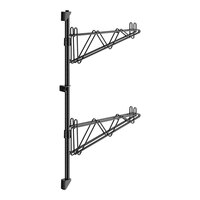 Regency 34" 2-Level Black Epoxy Wall-Mount Middle Shelf Post with Double Brackets for 18" Deep Shelves