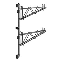 Regency 27" 2-Level Black Epoxy Wall-Mount Middle Shelf Post with Double Brackets for 18" Deep Shelves