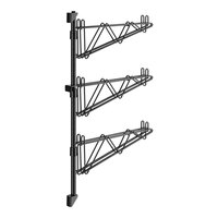 Regency 34" 3-Level Black Epoxy Wall-Mount Middle Shelf Post with Double Brackets for 18" Deep Shelves