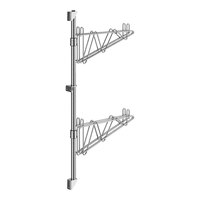 Regency 34" 2-Level Chrome Wall-Mount Middle Shelf Post with Double Brackets for 14" Deep Shelves