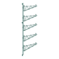 Regency 64" 5-Level Green Epoxy Wall-Mount Middle Shelf Post with Double Brackets for 21" Deep Shelves