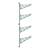 Regency 64" 4-Level Green Epoxy Wall-Mount Middle Shelf Post with Double Brackets for 21" Deep Shelves