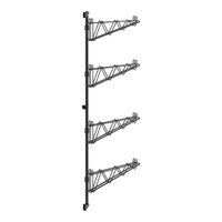 Regency 64" 4-Level Black Epoxy Wall-Mount Middle Shelf Post with Double Brackets for 21" Deep Shelves