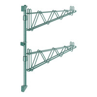 Regency 27" 2-Level Green Epoxy Wall-Mount Middle Shelf Post with Double Brackets for 21" Deep Shelves