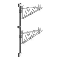 Regency 27" 2-Level Chrome Wall-Mount Middle Shelf Post with Double Brackets for 14" Deep Shelves