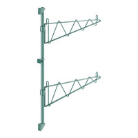 Regency 34" 2-Level Green Epoxy Wall-Mount End Unit Shelf Post with Single Brackets for 21" Deep Shelves - 2/Case