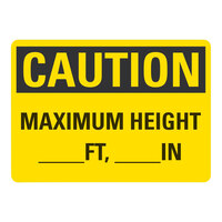 Lavex Non-Reflective Plastic "Caution / Maximum Height / (Blank) Ft, (Blank) In" Safety Sign