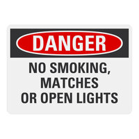 Lavex Non-Reflective Plastic "Danger / No Smoking, Matches Or Open Lights" Safety Sign