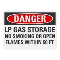 Lavex Aluminum "Danger / LP Gas Storage / No Smoking Or Open Flames Within 50 Ft." Safety Sign