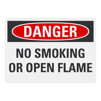 Lavex 14" x 10" Engineer-Grade Reflective Aluminum "Danger / No Smoking Or Open Flame" Safety Sign