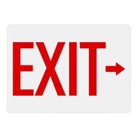 Lavex 14" x 10" White Non-Reflective Aluminum "Exit" Safety Sign with Red Lettering and Right Arrow