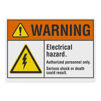 Lavex Non-Reflective Plastic "Warning / Electrical Hazard / Authorized Personnel Only / Serious Shock Or Death Could Result" Safety Sign