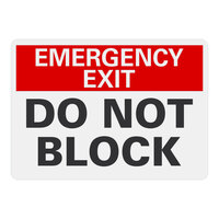 Lavex 14" x 10" Non-Reflective Aluminum "Emergency Exit / Do Not Block" Safety Sign