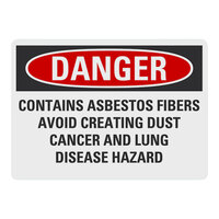 Lavex Non-Reflective Plastic "Danger / Contains Asbestos Fibers / Avoid Creating Dust / Cancer And Lung Disease Hazard" Safety Sign