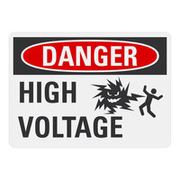 Lavex 14" x 10" Engineer-Grade Reflective Adhesive Vinyl "Danger / High Voltage" Safety Label with Symbol