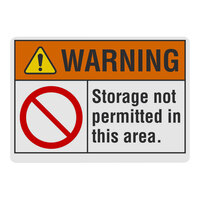 Lavex Non-Reflective Adhesive Vinyl "Warning / Storage Not Permitted In This Area" Safety Label with Symbol