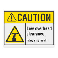 Lavex 14" x 10" Non-Reflective Plastic "Caution / Low Overhead Clearance / Injury May Result" Safety Sign