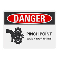 Lavex Non-Reflective Aluminum "Danger / Pinch Point / Watch Your Hands" Safety Sign