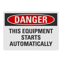 Lavex Non-Reflective Plastic "Danger / This Equipment Starts Automatically" Safety Sign